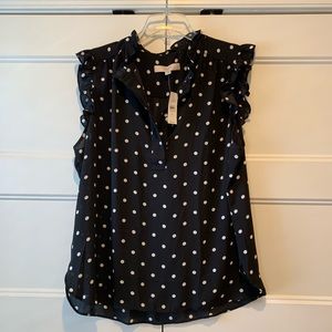 LOFT Ruffle Polka Dot Top